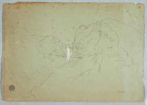 デッサン、コロンビア、ボガタ近郊のテケンダマ滝、1853年 作： フレデリックエドウィン教会
