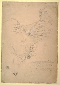 デッサン、コロンビア、ボゴタ近郊のテケンダマ滝、1853年 作： フレデリックエドウィン教会