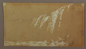 ナイアガラ川のカナダ滝とヤギの島、1858年頃のデッサン。 作： フレデリックエドウィン教会
