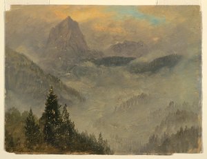 デッサン、ベルヒテスガーデン近郊のホッホカルター、1868年