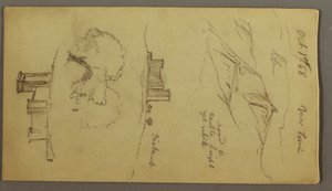デッサン、丘の上の城の3つの習作、1868年10月1日 作： フレデリックエドウィン教会