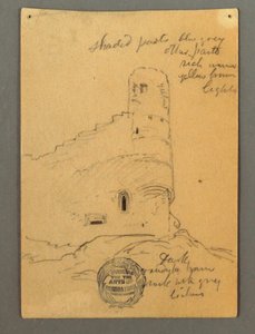 デッサン、シオン、シャトーの塔、おそらく1868年