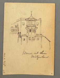 デッサン、シオン、シャトーの塔、おそらく1868年 作： Frederic Edwin Church