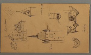 ドローイング、塔、アルプスの建物、1868年 作： フレデリックエドウィン教会