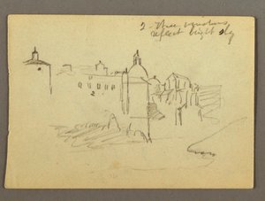 ドローイング、町の建物、おそらく1868-69年 作： フレデリックエドウィン教会