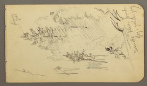 ドローイング、霧の中の木々、おそらく1878年 作： フレデリックエドウィン教会