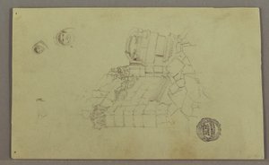 デッサン、2つの頭部、廃墟、1868年頃か