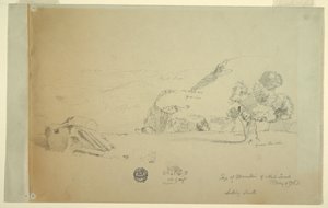 1868年5月4日、スク・ワディ西の丘からの眺め（デッサン 作： フレデリックエドウィン教会