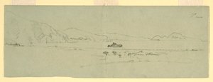 デッサン、北東からのイタリア、カプリ島のソレント半島の眺め、1869年 作： フレデリックエドウィン教会