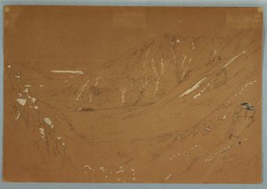デッサン、グレート・ベイスン方面の眺め、カタディン山、1877年9月 作： フレデリックエドウィン教会