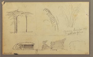 デッサン、エクアドル、グアヤキルの対岸、グアヤス川東岸の眺め、1857年5月 作： フレデリックエドウィン教会