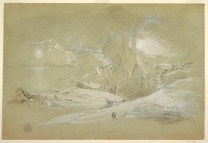 素描、十字架の幻影、現象のある風景、1868年9月