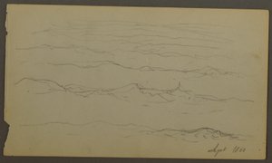 デッサン、波、1860年