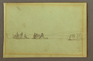デッサン、森の島々、丘陵の海岸、1856年頃か 作： フレデリックエドウィン教会