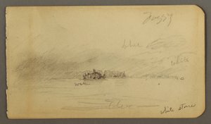 ドローイング、霧の中の森の海岸、1878年頃か