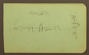 素描、丘、教会、橋；裏面：人物、十字架、教会 1883年