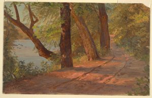 北米の風景 (湖畔の道) 作： Frederic Edwin Church