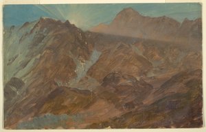 ピークと日の出、ベルナー アルプス、スイスの氷河 作： Frederic Edwin Church