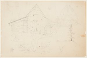 納屋と干し草の山のスケッチ 作： Frederic Edwin Church