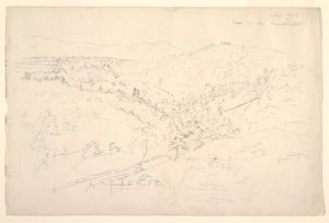 キャッツキル風景のスケッチ (カーンターキルの眺め) 作： Frederic Edwin Church