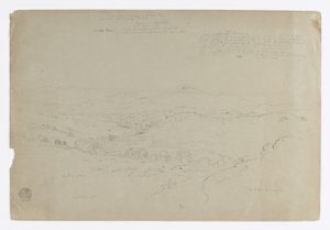 調査。ピュアセ山のある風景。スケッチ。風景 作： Frederic Edwin Church