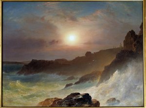 1863年、アメリカ・メイン州の海岸での日の出。フレデリック・チャーチ（1826-1900）の絵画 Ec.Bitter. 作： Frederic Edwin Church