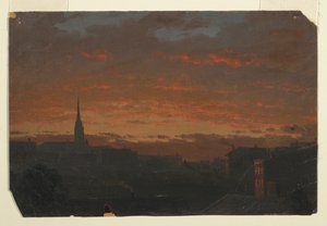 ニューヨーク州ハドソンの夕日 作： Frederic Edwin Church