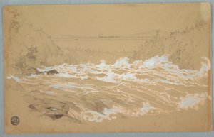 峡谷、ナイアガラ、吊り橋を望む 作： Frederic Edwin Church