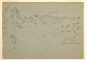 パレスチナ、リダの塔の眺め [ラムレ、イスラエル] 作： Frederic Edwin Church