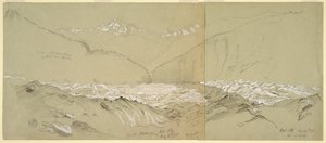 グレート フッスホルンのあるアッパー アレッチ氷河 作： Frederic Edwin Church