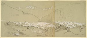 グレート フッスホルンのあるアッパー アレッチ氷河 作： Frederic Edwin Church