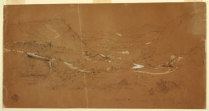 エクアドルのグアランダ近くの橋と家のある谷 作： Frederic Edwin Church