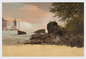 カナディアン フォールズとゴート アイランドの眺め 作： Frederic Edwin Church