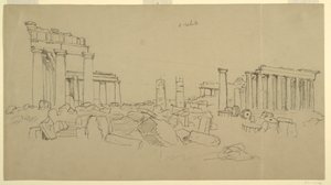 西、アテネ、ギリシャからのパルテノン神殿と周囲の廃墟の眺め 作： Frederic Edwin Church