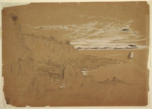 "view, 上に, 南西, 頭, 壮大, manan, 島, 湾, の, fandy, canada" 作： Frederic Edwin Church