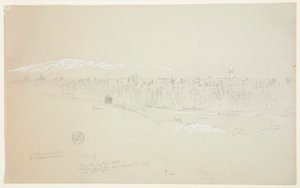 クセイヤの村、遠くに見える山岳レバノン 作： Frederic Edwin Church