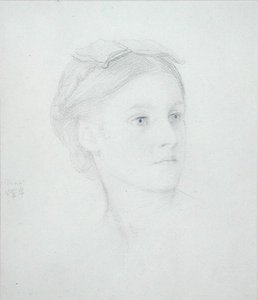 メイ・サルトリス（1845-1925）の肖像 1854年（紙に鉛筆） 作： Frederic Leighton