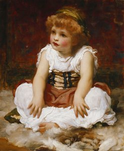敷物に座っている少女の肖像画