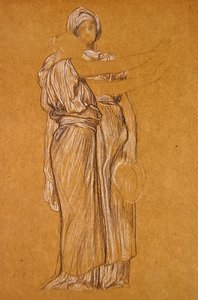 ダンスのための習作（紙に白黒のチョーク） 作： Frederic Leighton