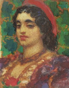 女の頭の研究（WCと紙のボディカラー） 作： Frederic Leighton