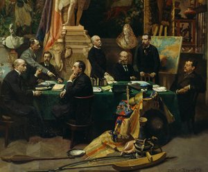 1892年11月、植民地からの代表者を迎えるジュール・フェリー（1832-1893 作： Frederic Regamey