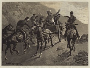 カナダ騎馬警察による混血ウイスキー密輸業者の逮捕 作： Frederic Remington