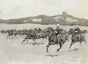 マサチューセッツ州バークシャーヒルズのドリルでのバッテリーK 作： Frederic Remington