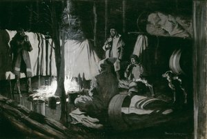 この旅最初の、そして最高のキャンプ 作： Frederic Remington