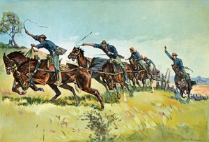 エルポソヒルを登るグライムスのバッテリー 作： Frederic Remington