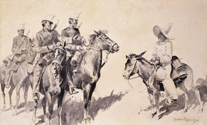 方法を尋ねるメキシコの憲兵、1890 作： Frederic Remington