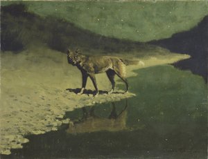 月光、狼、1904年頃 作： Frederic Remington