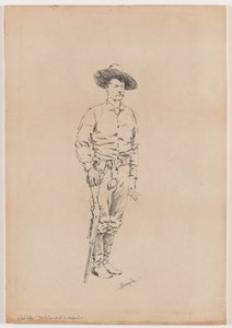 「How the Law」のテキサス レンジャーのスケッチ シャパラルに入った」 作： Frederic Remington