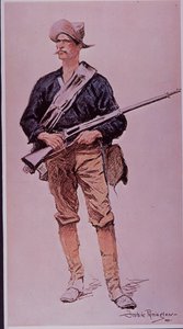 米西戦争1898年、クラッグ・ヨルゲンセンのマガジンライフルで武装したアメリカ軍の歩兵