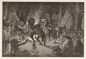 バッファローダンス、ハーパーズウィークリー、パブ1887 作： Frederic Remington
